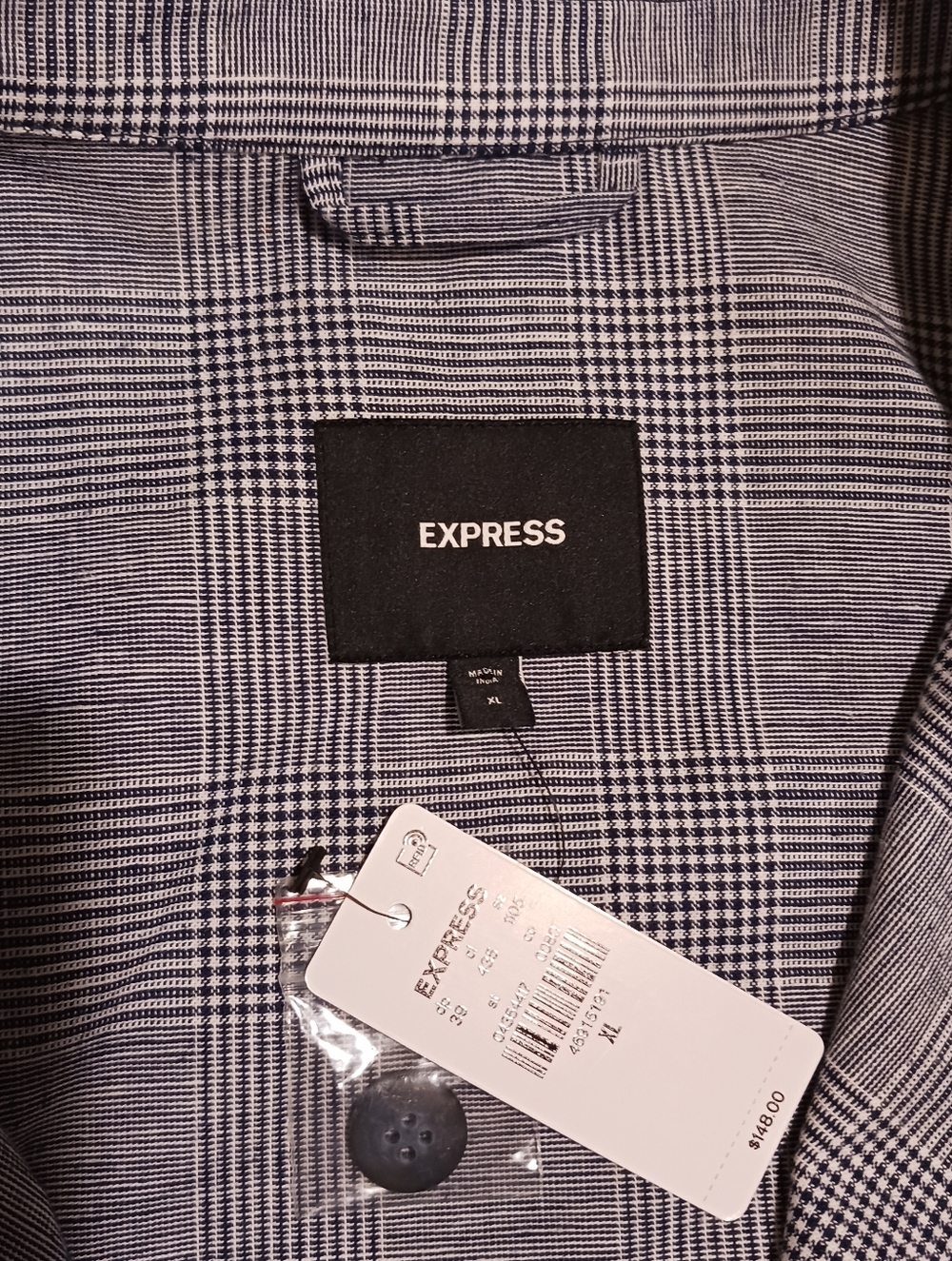 Express Linen Blend Windowpane Plaid Shirt Jacket Lightweight Shacket - Picture 7 of 8
